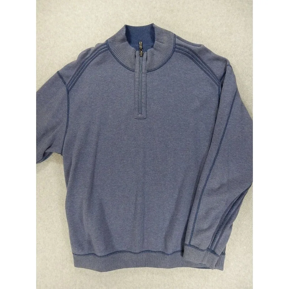 Tommy Bahama 1/4 Zip MARLIN Reversible Pullover Sweater‎ (Men's XL) Blue
